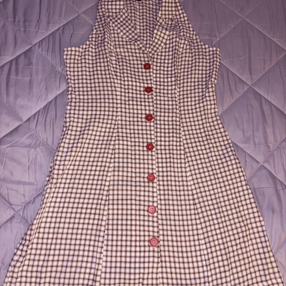 Sleeveless Plaid Button Down Dress